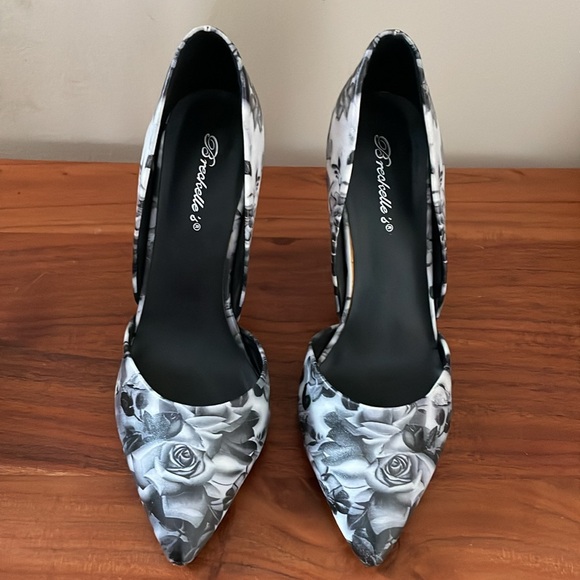 Beautiful roses floral stiletto pumps pointy heels 9 - Picture 2 of 8